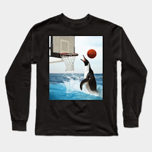 Funny Orca Dunking Basketball Long Sleeve T-Shirt